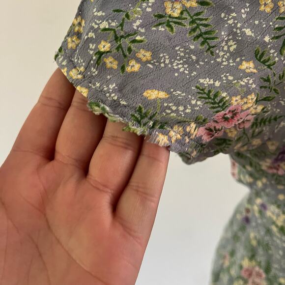 Vtg Blue Ditsy Floral Print Cottagecore Prairie Granny Maxi Dress Wmns M - Picture 5 of 12